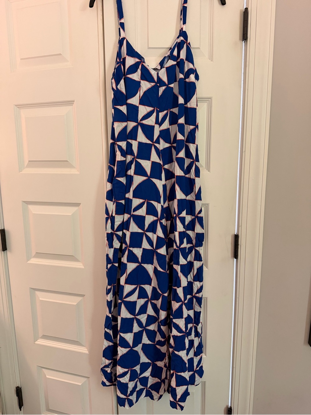 Petal & Pup Royal Blue and White Geometric Maxi Romper